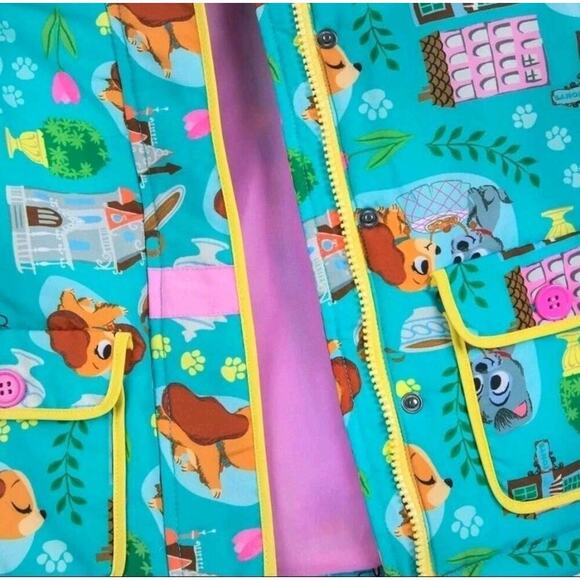 Disney Zip up Hoodie Jacket Lady and The Tramp Snow Rain Blue Girls Size 5 6 - Picture 3 of 11